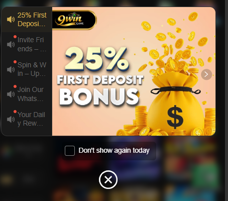 9win first deposit bonus