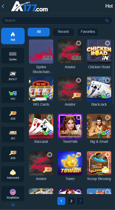 Games available on A177